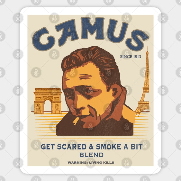 Albert Camus Smoke a Bit Blend Sticker by darklordpug